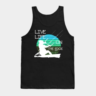 Vintage Sunset Retro Sunrise White Kitesurfer Silhouette 4 Tank Top